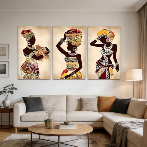 Impression sur toile style ethnique silhouette femmes tribales