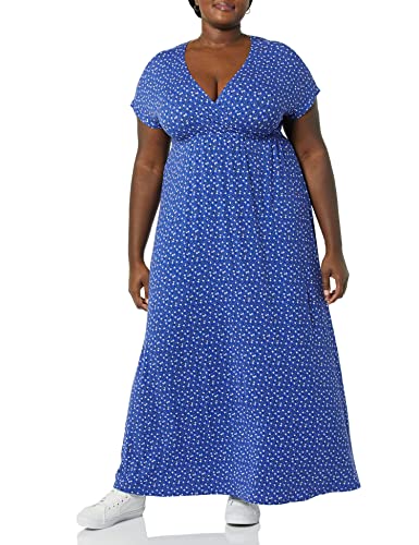 Image of Amazon Essentials Women's V Neck Short Sleeve Empire Waist Maxi Dress (Available in Plus Size)