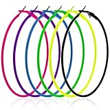 6 Pairs Neon Earrings for Women, 80s 90s Retro Colorful Hoop Neon Earrings, 80s accessories for women Perfect for Outfit Dancing Party Accessories