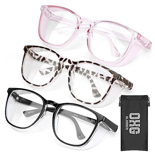 OXG 3 Pack Safety Glasses Goggles Anti Fog, Blue Light Blocking Protective Eyewear Anti Scratch UV Protection Glasses For Women