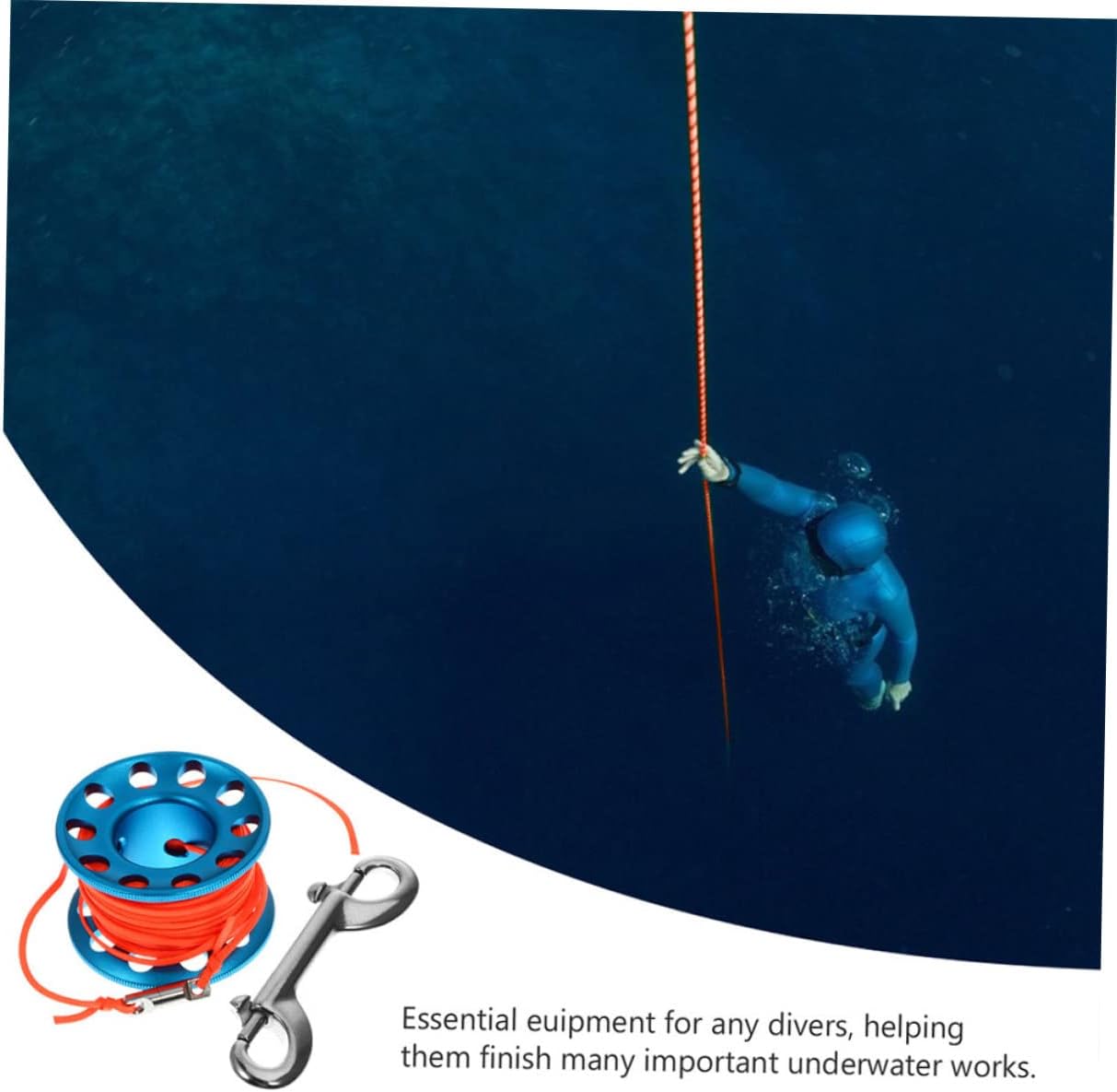 1 Set Professional Scuba Diving Spool with Rope Reel Durable Underwater Diving Tool for Scuba Accessories Blue