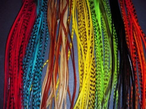 Feather Mania Vivid Grizzly and Solid Color Block Mix