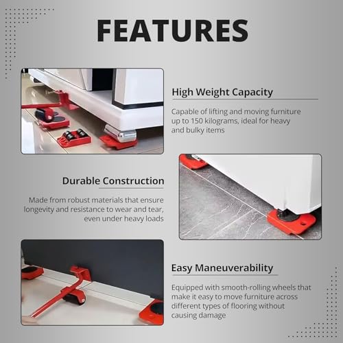 Image of Furniture Lifter & Mover Tool Kit | 4 Pcs Sliding Pads with 360 Rotatable Design, Heavy Furniture Shifter for Sofa, Bed, Table & Home Rearranging | Pack of 1