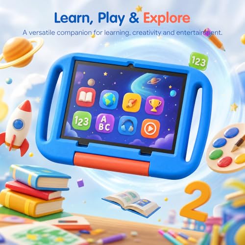 Image of 10 inch Kids Tablet, Android 15 Tablet for Kid, 12GB RAM, 64GB ROM 1TF Card Expandable for Toddler Children,Tablets with Case, Parental Control, 6000mAh, WiFi, BT5.0, Dual Camera