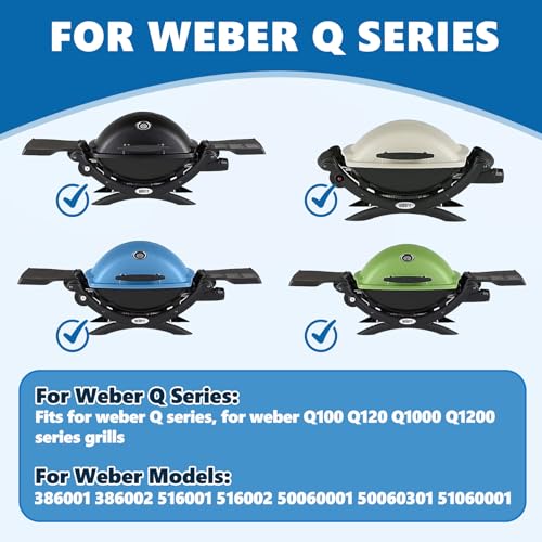 Image of SafBbcue 7644 /7582 Cast Iron Cooking Grates & 60040 Grill Burner Tube kits for Weber Q1200 Q100 Q120 Q1000 50060001 386001 86002 516001 Grills, Grids & Grates for Baby Q Gas Grills, 17 inch