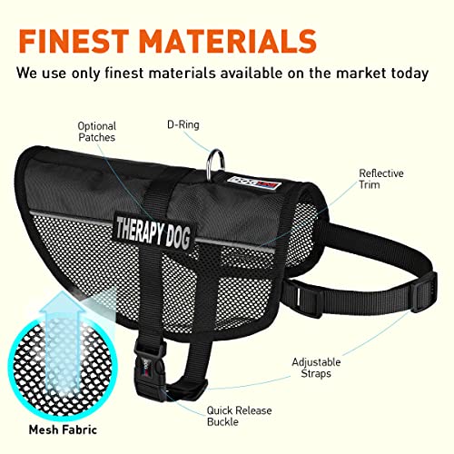 Dogline 22"-29" Maxaire Mesh Vest For Dogs And 2 Removable Therapy Dog Patches, Large, Black #TOP1