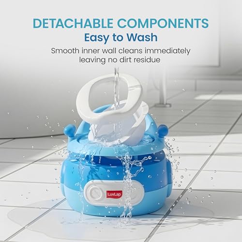 Image of LuvLap 3-in-1 Potty Training Seat for Kids 1-5 Years: Comfortable Baby Potty with Removable Pot, Safety Handles, Splash Guard & Anti-Slip Base for Secure Home Toilet Training, Blue