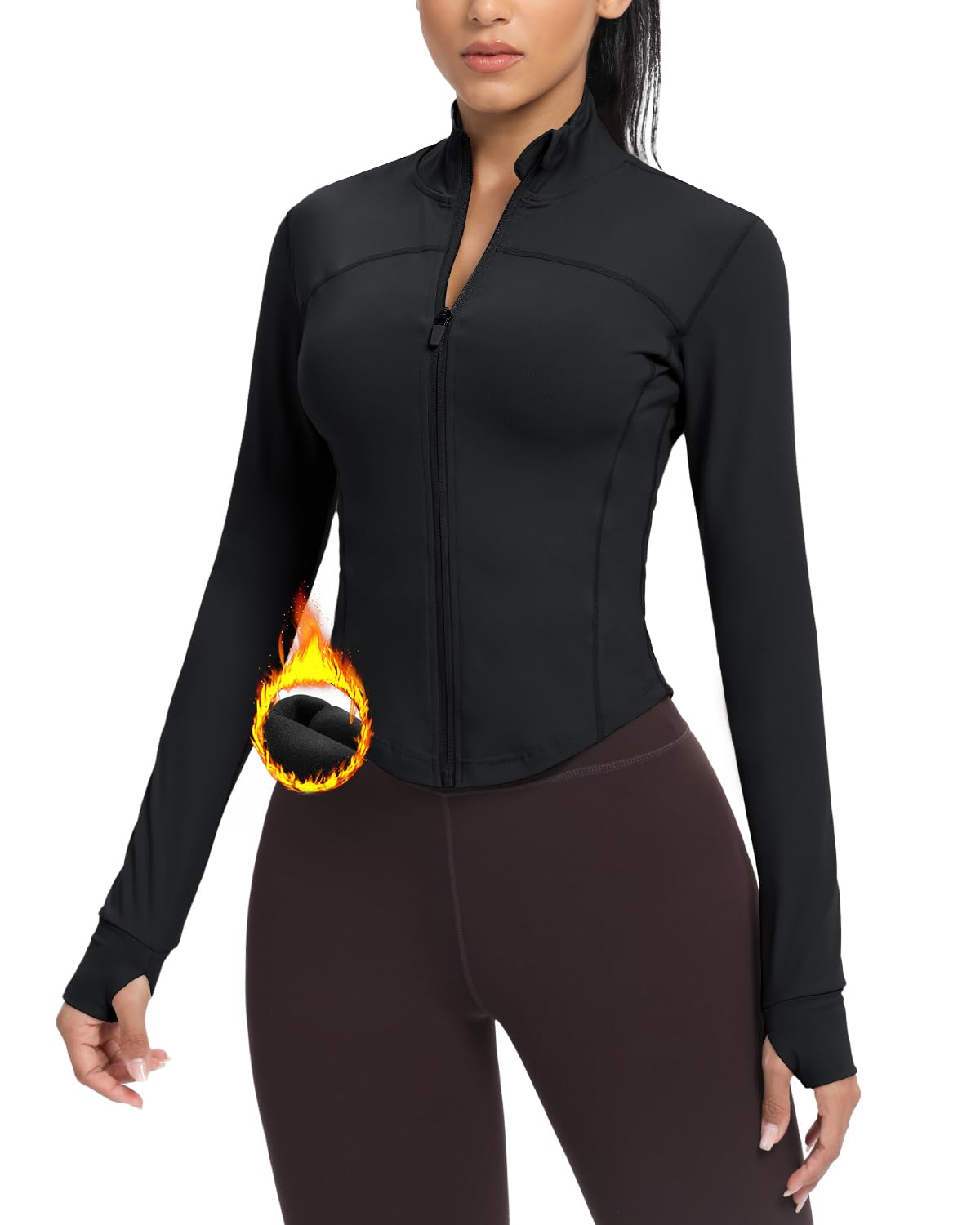 AVGO Women's Cropped Running Workout Jackets Zip Slim Fit Athletic Tops