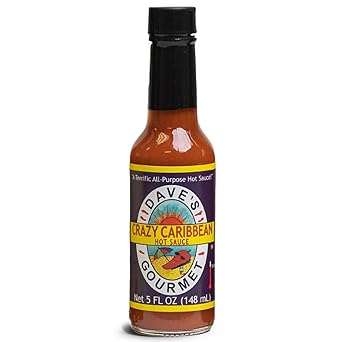 Daves Gourmet Crazy Caribbean Hot Sauce - Habanero & Tabasco Pepper Blend - Great for Wings, Seafood & Fried Foods - Caribbean Hot Sauce - 5oz Bottle Pack of 1