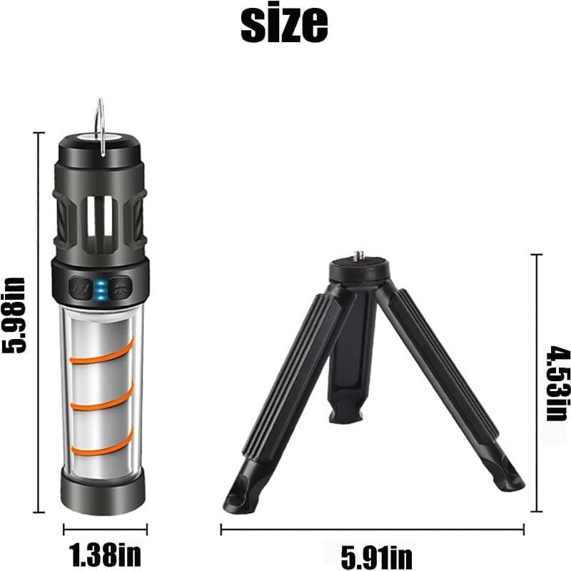 Buzz Defense Portable Camping Light with Tripod, LED Camping Light, TPC Fast Charging, Electric Heating to Repel Mosquitoes, Adjustable Brightness, Suitable for Outdoors and Picnics.(Green)