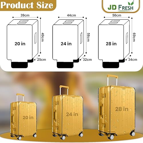 Image of JD FRESH Combo of 3 Trolley Bag Cover /Suitcase Bag Cover /Waterproof Dustproof Luggage Cover /Zippered Clear PVC Suitcase Covers Protectors (28 inch, 24 inch, 20inch)