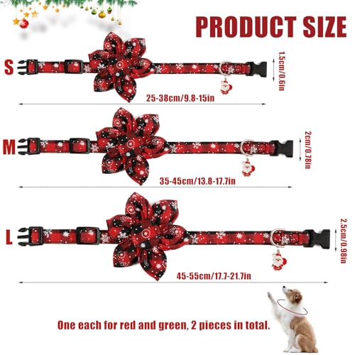 2pcs Christmas Dog Collar with Flower - Image 2