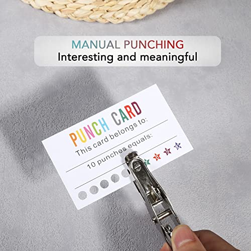 Image of ONEDONE Reward Punch Cards Pack of 200 with Hole Puncher Behavior Incentive Awards for Teachers Kids Students Home Classroom School Business Loyalty Card - 3.5 inch x 2 inch