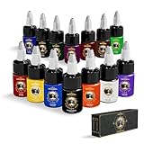14 Colors Tattoo Ink Set,1/2 oz (15ml) per Bottle Professional Tattoo Ink Colors Set for Outlining&Shading, Tattoo Pigments for Body Art Tattoo Supply Gift for Artist and Beginners