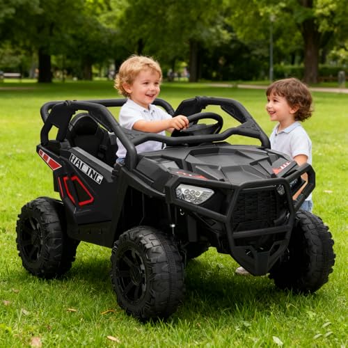 24V 10Ah 2 Seater Ride on Car Truck, BLISSRIDE 4WD/2WD Switchable Kids UTV w/20 Spacious Seat, 4x200W Power Motor, 2.4G Remote, Bluetooth, LED Lights, 24V Ride on Toys for Big Kids Boys Girls, Black
