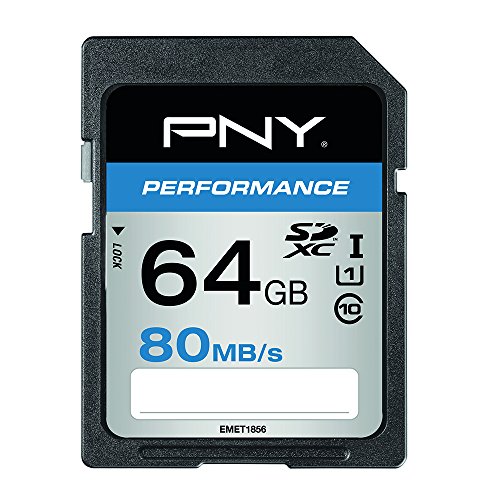 PNY Carte mémoire SDXC Performance 64 Go Classe 10 avec une vitesse de lecture allant jusqu'à 80 Mb/s