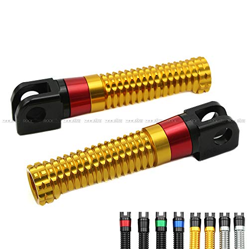 Motorrad-Fußrasten für Yamaha MT-10 2016–2020, MT-07 MT-09 Tracer 2015–2020, FZ8 2011–2015, CNC-Aluminium, links und rechts, Anti-Rutsch-Fußrasten für Fahrer (Gold + Rot)