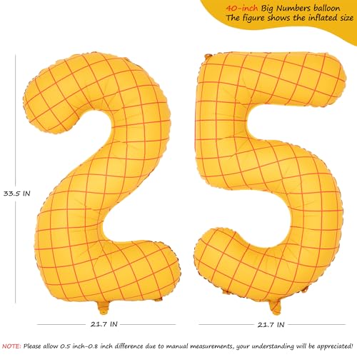 Image of 40 inch Large Number Balloon 25 Toy Inspired Story Yellow Birthday Balloon | Western Rodeo Party Supplies Boy Girl Story Anniversary Kids Birthday Party Cowboy Farm Themed Baby Welcome Decorations