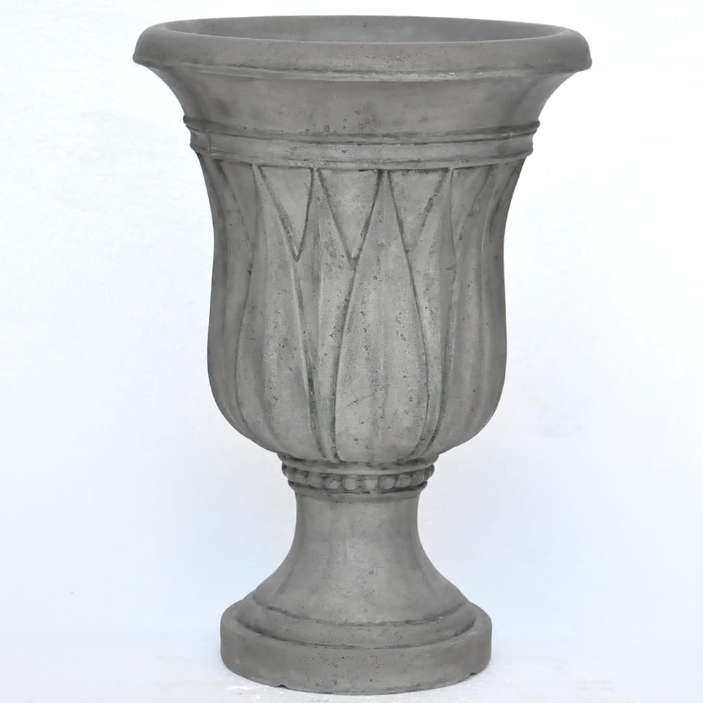 21" Granite Finish Cast Stone Leaf Urn Planter