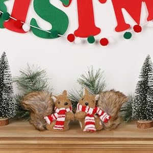 winemana Christmas Squirrel Table Decor, Set of 2 Squirrel Ornaments Woodland Animals Figurine with Scarf Christmas Winter Holiday Decorations for Indoor Home Mantle Office Xmas Gifts winemana Christmas Squirrel Table Decor Set of 2 Squirrel Ornaments Woodland Animals Figurine with Scarf Christmas Winter Holiday Decorations for Indoor Home Mantle Office Xmas Gifts