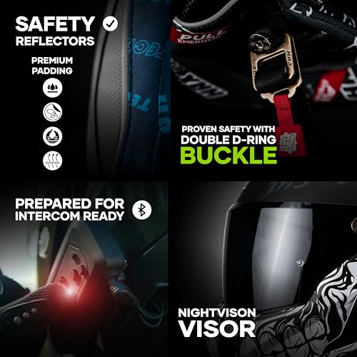 Image of HAX Full Face Motorcycle Helmet for Adult Men and Women, DOT & ECE 22.06 Certified - Powersports Advanced Ventilation Motocross Helmet for Motorbike Street Bike