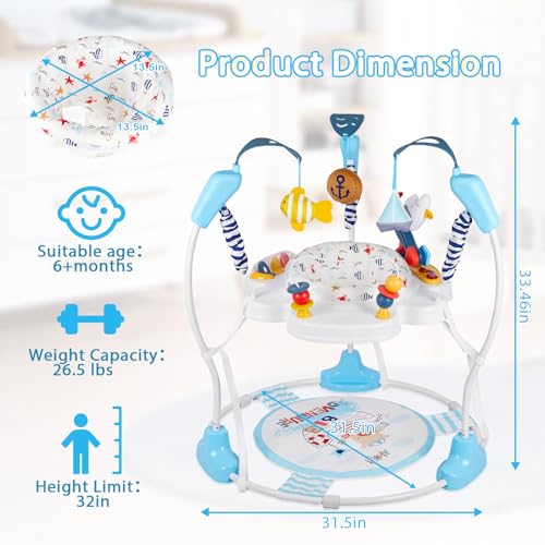 Image of Baby Activity Center, Infant Jumpers and Bouncers with Music, Lights, Infant Toys, 360Rotating Seat, 3 Adjustable Heights, Baby Play and Learning Center for 6+ Months
