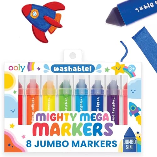 Image of Ooly Thick Toddler Markers with Jumbo Grip, Mighty Mega Triangle Tip Markers for Toddlers with Jumbo Barrel, Perfect for Little Hands - TRIANGLE TIP