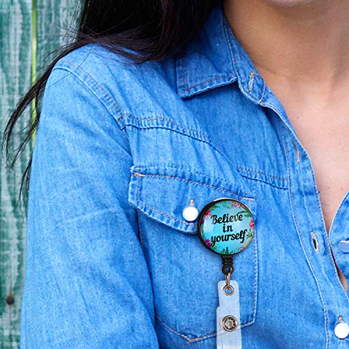 10 Pieces Badge Reel Retractable With Clip, Motivation Quotes Inspirational Badge Reels For Nurses Therapist Office Worker Gifts (Black) #TOP6