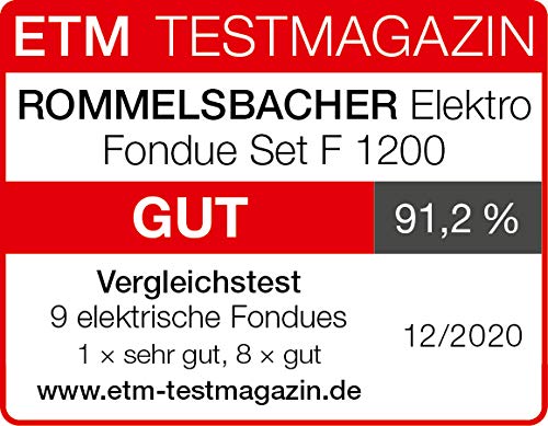 Foto von ROMMELSBACHER Elektro Fondue Set F 1200 - Fonduetopf aus Edelstahl (2,5 Liter), 6 Fonduegabeln, 3 Programme, extra langes Kabel, hohe Temperaturgenauigkeit, 1200 Watt