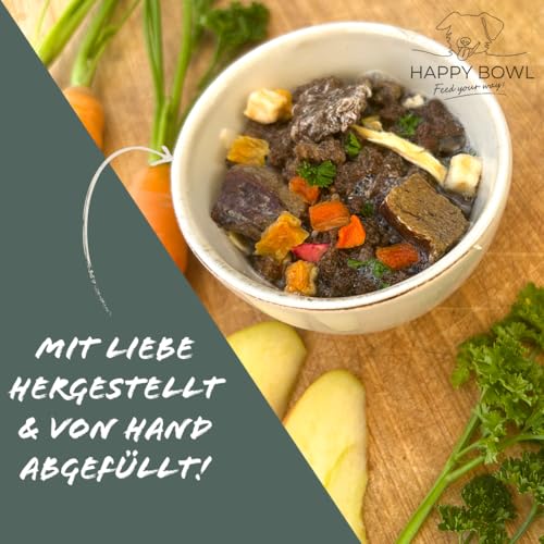 Happy Bowl - Trockenbarf Geflügel - Alleinfuttermittel für Hunde auf Basis natürlicher Inhaltsstoffe - Trockenfutter, Nassfutter oder Barf-Ersatz (500g (1er Pack))