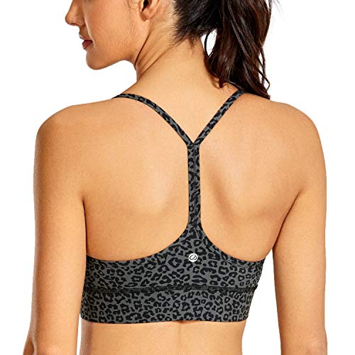 CRZ YOGA Y Back Racerback Sports Bras for Women - Spaghetti Straps Padded Yoga Sports Bras for Women Leopard Printed 1 Medium