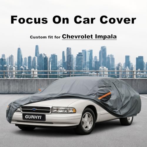 Image of GUNHYI Premium Car Cover Custom Fit Chevrolet Impala(1958-1996), 16 Layers Heavy Duty Car Cover Waterproof All Weather with Zipper Door for Sun Rain Snow Dust Uv Protection