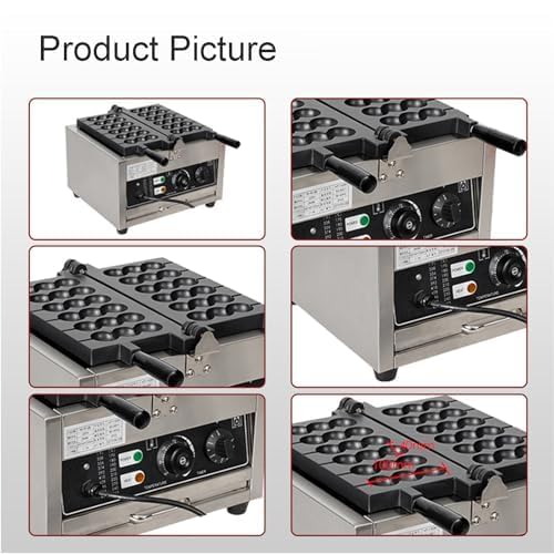 Piastra per Waffle elettrica Antiaderente in Acciaio Inox per Una Cottura Rapida, Waffle sferici croccanti, Facile da Pulire, Perfetta per la Colazione e i Dessert.,