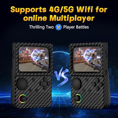 Image of R36T Retro Handheld Game Console, 3.5 Inch Video Game Console with 3500mAh Battery, Retro Gaming Console Supports WiFi Download and Network Battling (Carbon Black)
