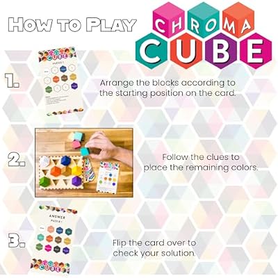 Project Genius: Chroma Cube, A Colorful Logic Puzzle, 12 Colorful Wood Blocks, 25 Brainteaser Cards, Puzzle, Great Gift, 1 Player Game Logic