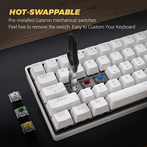 KEMOVE Snowfox DK61 60% Tastiera meccanica da gioco senza fili/cablato Bluetooth 5. 1 Hot Swappable RGB Retroilluminato PBT Tasti Pieni Programmabili per Win/Mac (Interruttore Giallo Gateron)