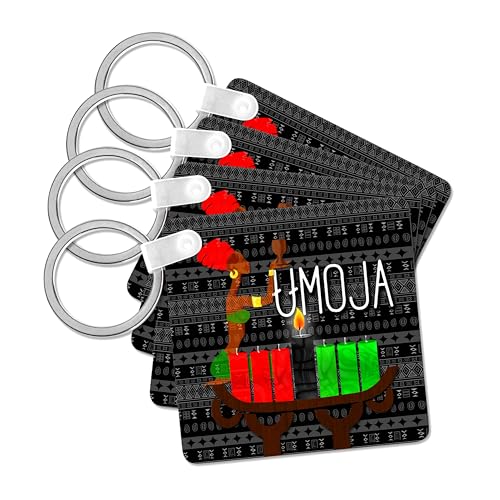 3dRose, Umoja Day 1 of Kwanzaa Unity Cup with Kinara Candles December 26th, set of 2 Key Chains