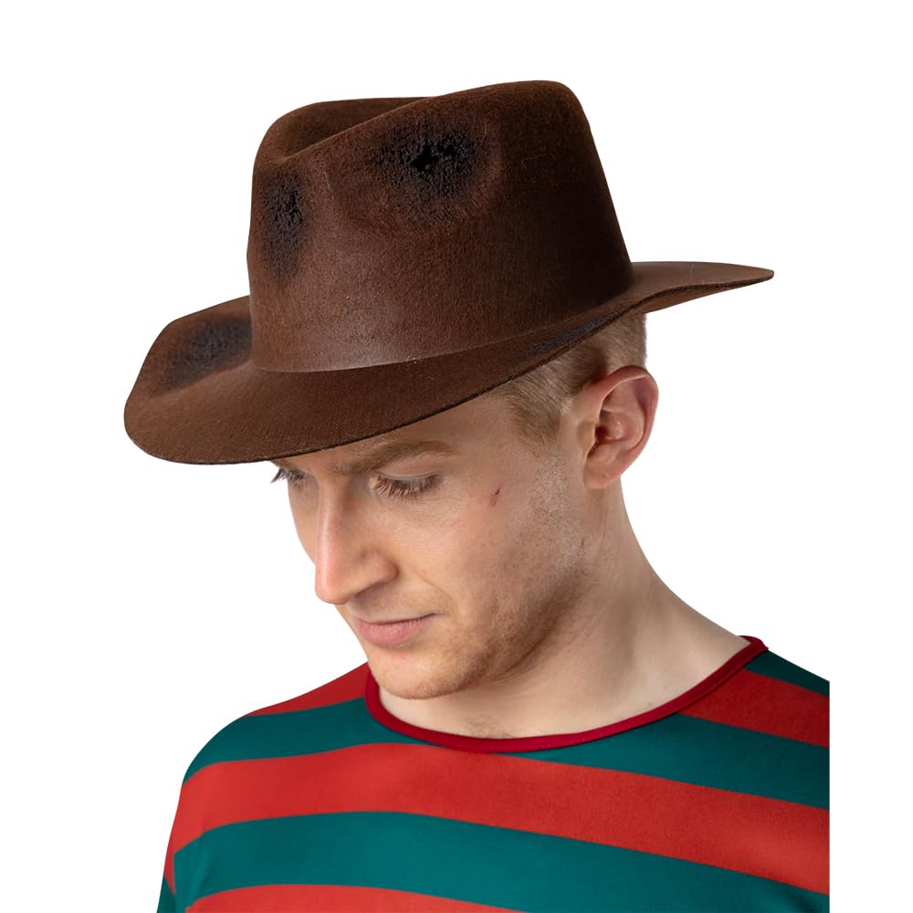 Wicked CostumesAdult Brown Nightmare Fedora - Worn Look