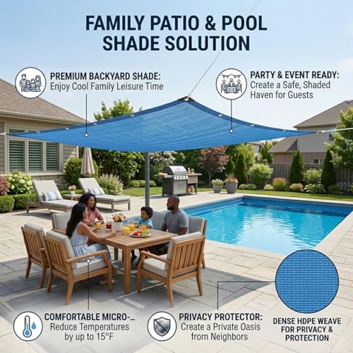 Voile d'ombrage bleu anti-chaleur pour abriter la pergola du soleil