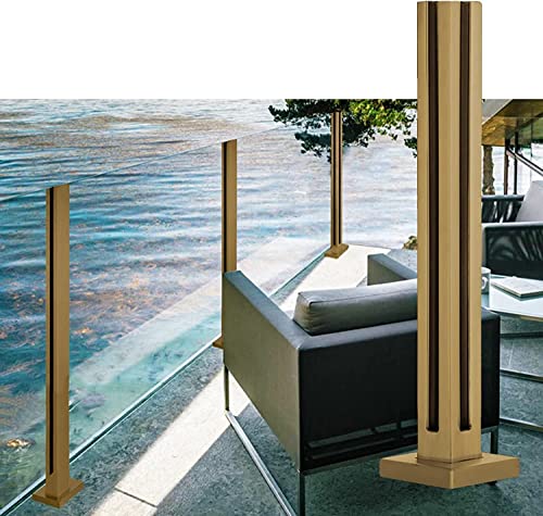 Poteau de garde-corps en verre doré de 100cm pour balustrade de terrasse
