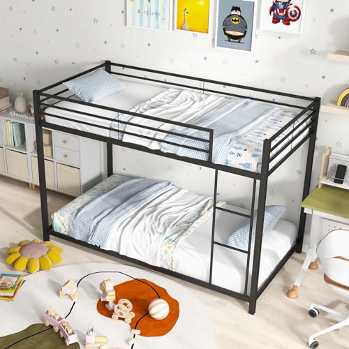 image for Giantex Metal Bunk Bed Twin Over Twin, Classic Bunk Bed Frame with Saf