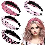 CiyvoLyeen Halloween Knotted Headbands for Women Girls, Wide Top Headband, Ghost Pumpkin Knot Hair Bands, Gifts for Halloween Costume Party Supplies 4PCS
