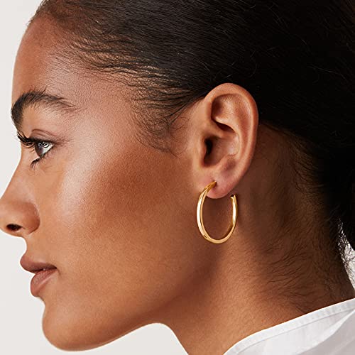PAVOI 14K Gold Plated Thin Square Edge Open Hoop Earrings for Women | Trendy Lightweight Open Hoops2
