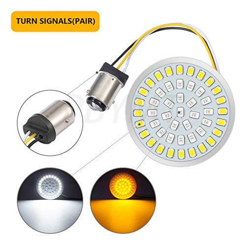 Pbymt 1157 Front Rear Led Turn Signal Light Insert Bulb 2" Bullet Smoke Lens Cover Compatible For Harley Davidson Softail Dyna Touring Road King Street Electra Glide 1986-2023 #TOP3