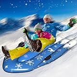 Aufblasbarer Schlitte, Winter Aufblasbarer Snow Tube Schlitten für Kinder Erwachsene mit Sicherheit Griffen,160×70x15cm ( Blue )