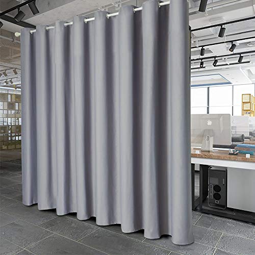 PANOVOUS Rideau de Séparation Pièces Gris Clair- Rideau Occultants à Oeillets Séparateur de Pièce pour Salon Chambre l'espace Partager Intimité Protection Largeur 254 sur Hauteur 214 CM