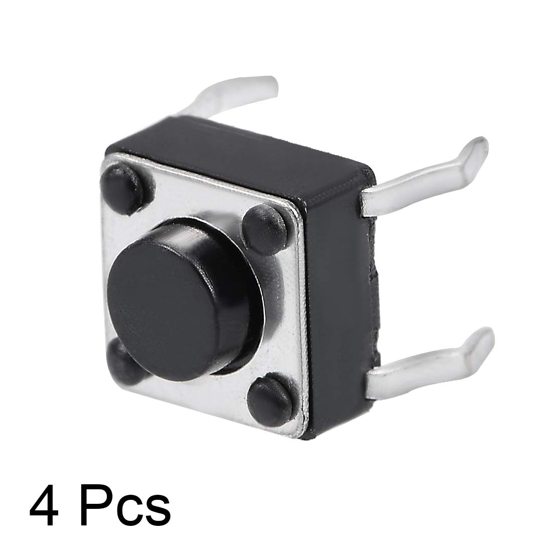25Pcs 6x6x4.3mm PCB Momentary Tactile Push Button Switches – 4Pin DIP Micro Mini (Black)