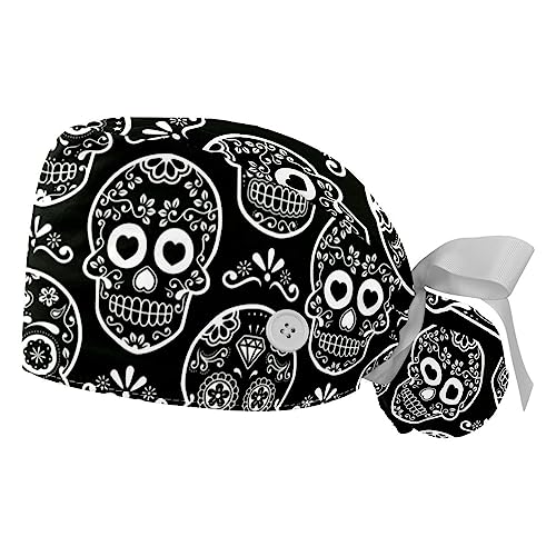 Berret Bouffant motif crâne pour retenir la sueur et les cheveux