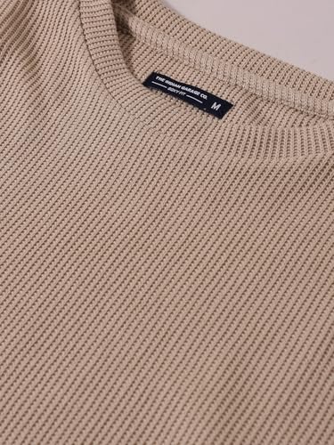 Image of The Indian Garage Co Men Boxy Textured Full Sleeves Crew Neck T-Shirt