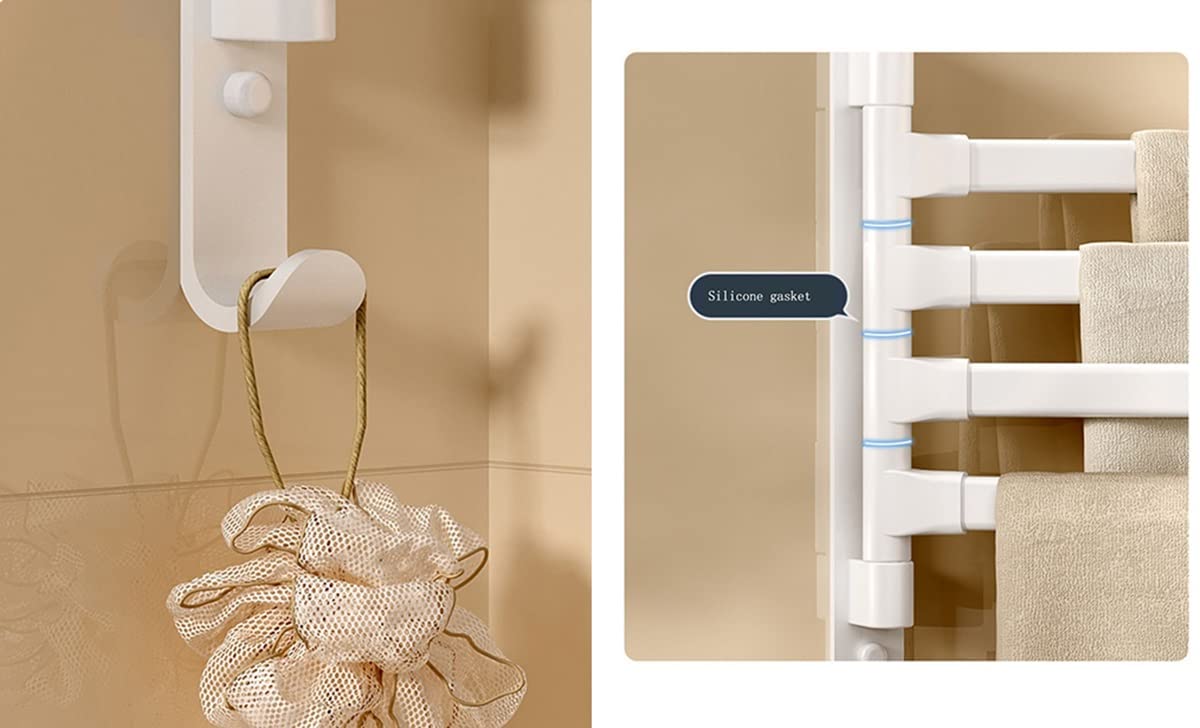Toallero con brazo oscilante de acero inoxidable con 4 brazos, toallero giratorio para actividades, ahorro de espacio, toallero de montaje en pared, toallero de baño de acero inoxidable montado en l